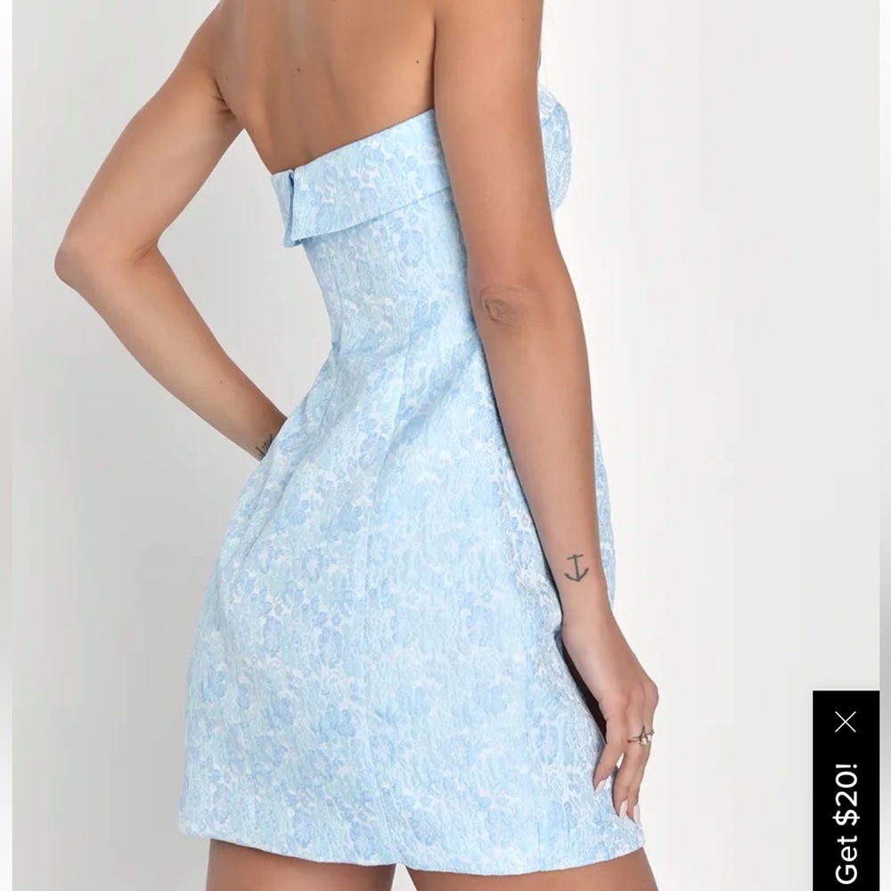 Lulu's Light Blue Strapless Mini Dress - Picture 2 of 3
